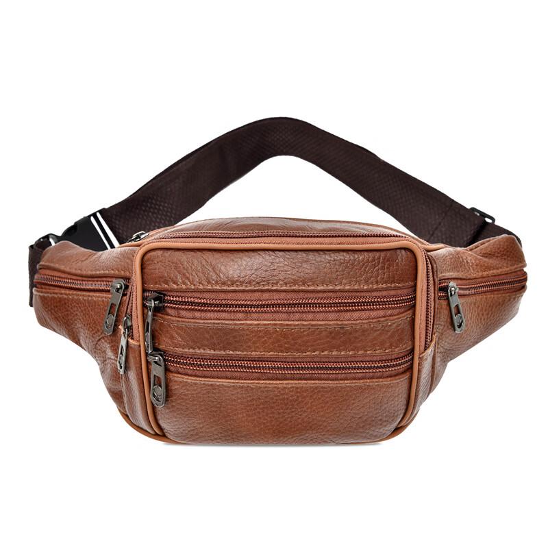 Li Shen Men s Genuine Leather Multi-Compartment Waist Bag