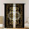 2PC Luxury Blackout Curtains, Gold Greek Key Pattern,Elegant Damask Drapes for Living Room & Bedroom,Classic European Home Decor
