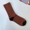 Retro Striped Women Socks Medium Tube Socks Spring and Autumn Cotton Women Long Socks Japanese Fashion College Style Women Sox