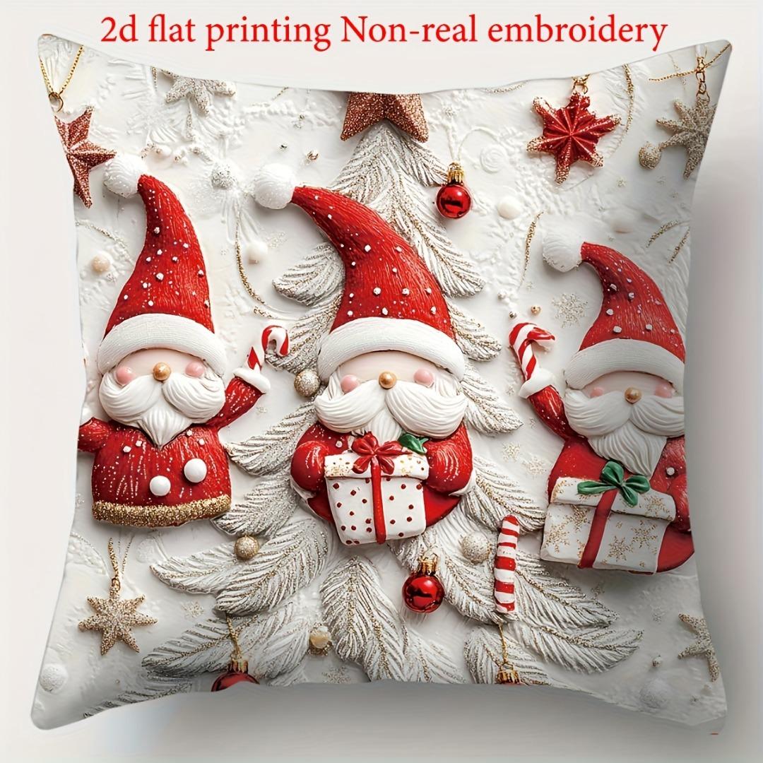 

1pc White Red Christmas Cushion Cover Dwarf Snowman Durable Cover 2025 New for Home Ornament Xmas New Year Christmas Decoration 45x45cm