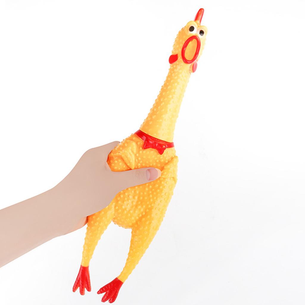 Screaming Chicken Dog Toys Yellow Stress Relief Funny Safety Squaking Chicken Toy for Adults Kids M