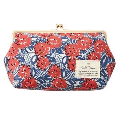 Cyalel Yahata Botanical Flower Clasp Large Travel Makeup Made In Lion Flower Red Purse, Capacity, 6-inch Pouch, Pouch, Japan, Design,