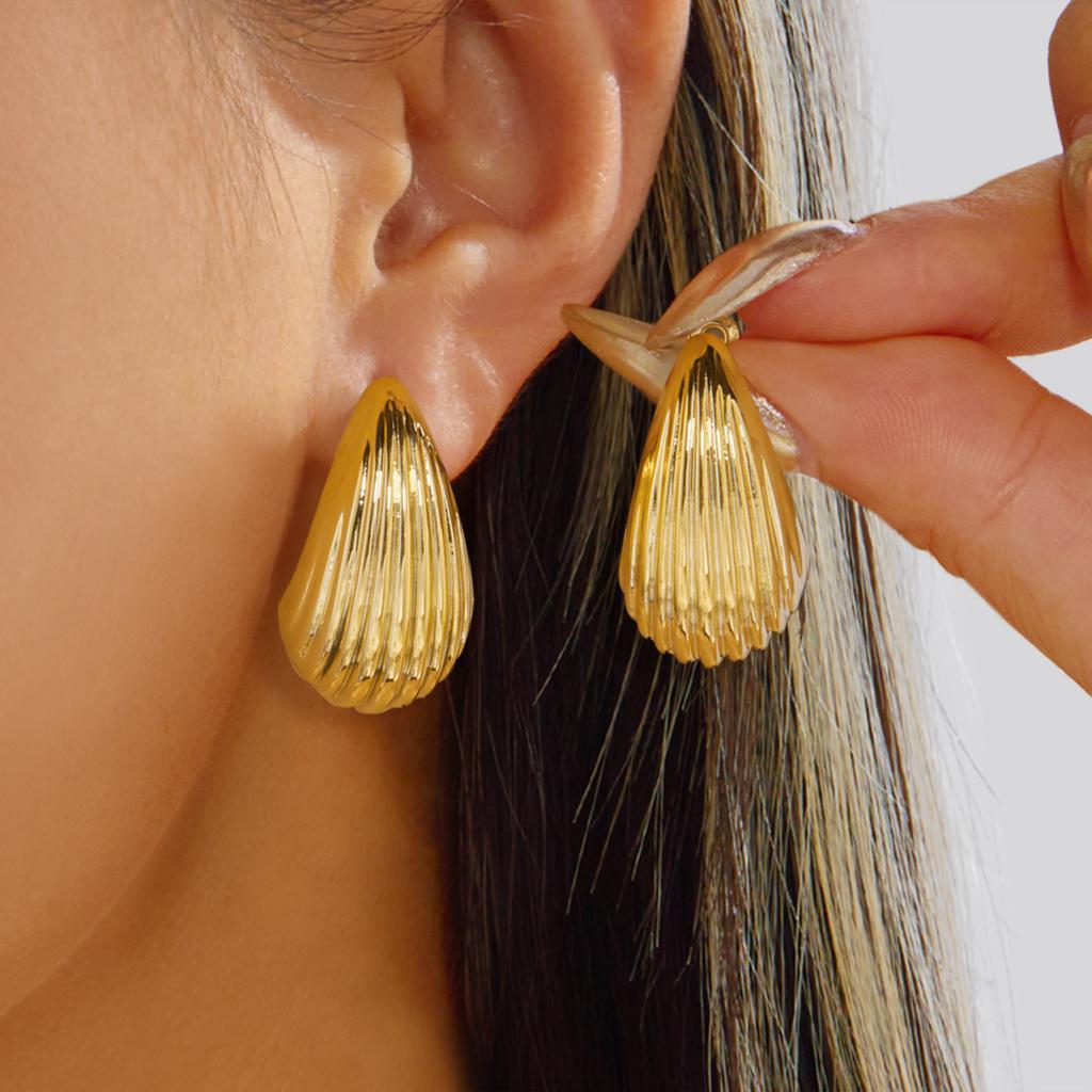 3pairs Gold Color Starfish Shell Conch Stud Earrings Set for Women Plastic CCB Flower Geometry Earrings Summer Party Jewelry