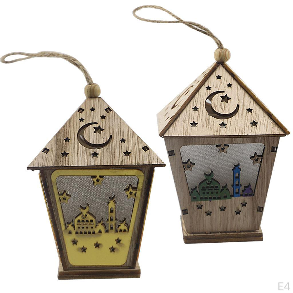 Festival Hanging Light Ramadan Eid Mubarak Decorations Wooden Ornaments led and table Lamp