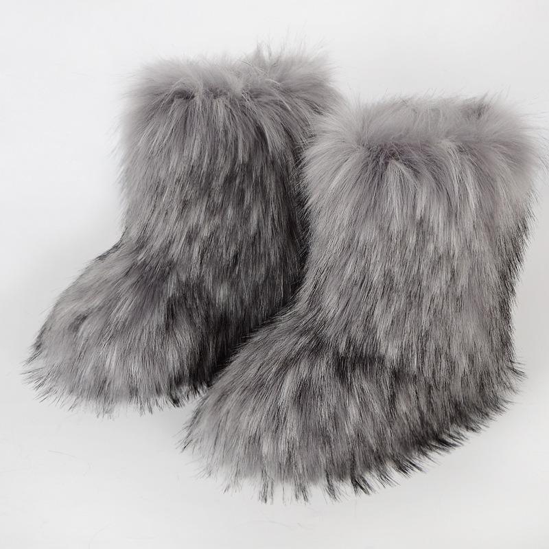 Boots Children's Winter Warm Thickness Non-slip Shibuya Fluffy Boots Medium Tube Personalized Fashion Snow Boots