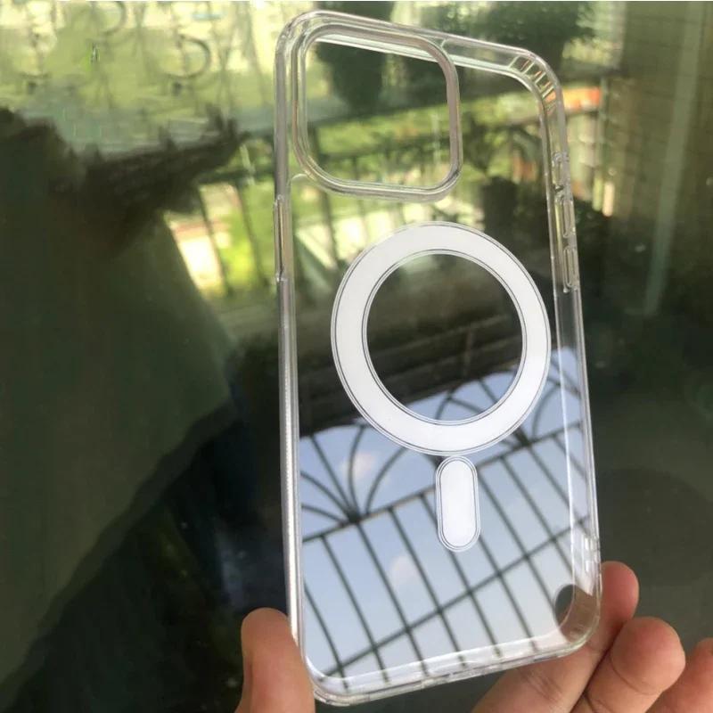 

Совместимый с Magsafe Прозрачный чехол для iPhone 16 15 14 13 11 12 Pro Max Plus Прозрачный чехол Беспроводная зарядка Магнитная крышка for iPhone 16Pro Max