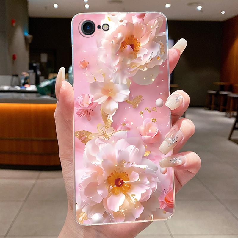 Flowers Case For iphone 7 8 Plus SE 2020 Capa Clear Soft Silicone Phone Covers For iphone 7plus 8+ Fundas Pattern Transparent