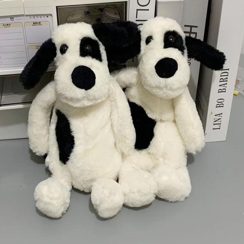 Cute Black White Plush Puppy Pencil Case Cartoon Portable Cosmetic Bag Pencil Bag Storage Bag Stationery Pouch Student Gifts