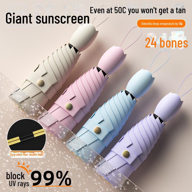 5-Fold Ultra-Light Black Glue UV Protection Customizable Parasol Umbrella