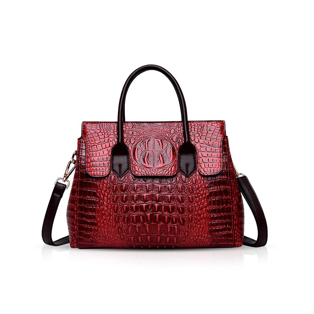 A4 large shoulder tote crossbody shoulder crocodile PU many for commuting [NICOLE & DORIS] Women's handbag, 2-way, size, capacity, waterproof, bag,