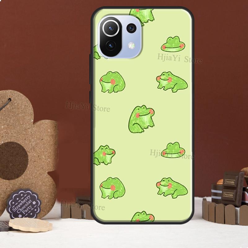 Cute Green Frog Phone Case For Xiaomi Mi 11 Lite 11Ultra 9T 10T 11T Pro POCO M3 M4 X3 Pro F3 Cover Coque
