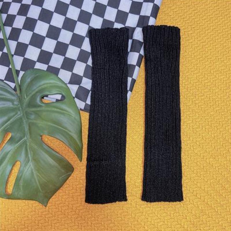 Long Fingerless Gloves for Women Winter Warm Stretchy Arm Warmer Knit Mittens with Thumbhole for Writing Texting