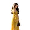 French ruffle edge suspender holiday dress women's long dress summer seaside atmosphere