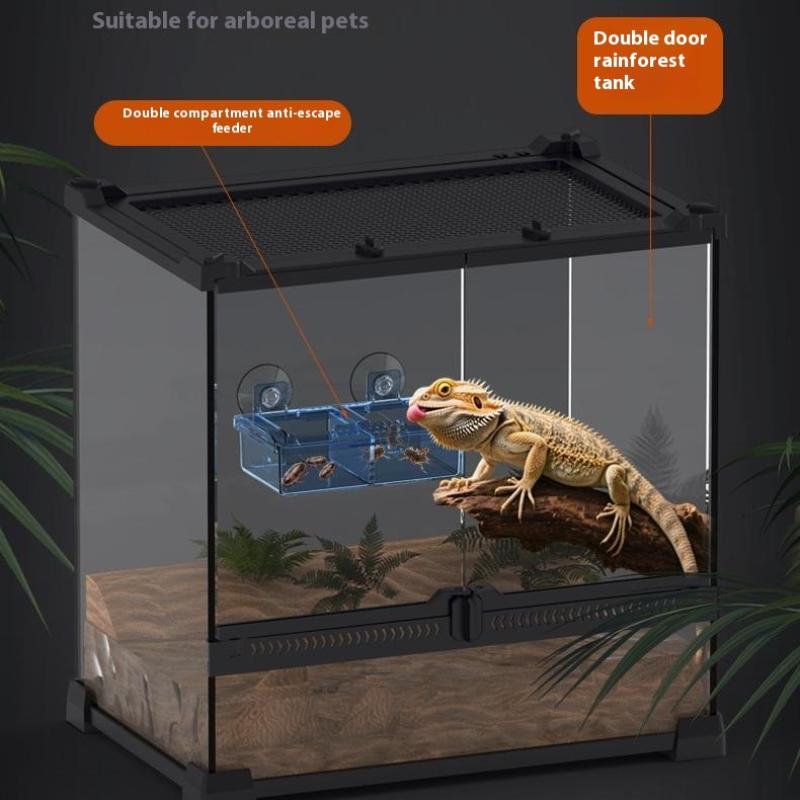 Kjæledyr Reptil Gjennomsiktig Mater Rømningssikker Matskål Orm Levende Beholder Mini Reptil Kjæledyrskåler Med Sugekopper Dyreutstyr