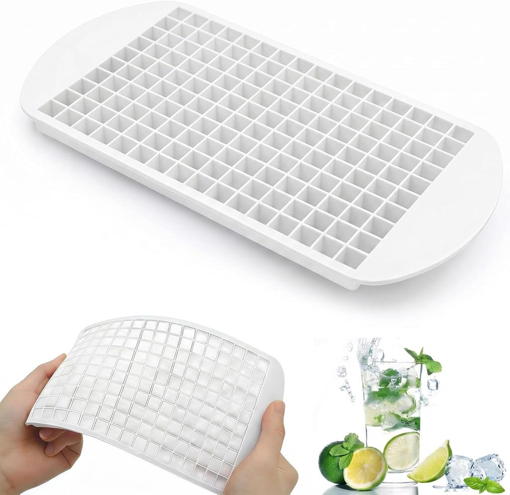 Mini Silicone Ice Cube Tray: Flexible Easy Release Small Ice Cube Molds Stackable Space Saving Soft Mold for Chilling Whiskey Cocktail Beverages