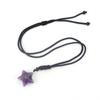 2.5Cm Natural Crystal Agate Star Pentagram Pendant Necklace Black Rope Adjustable N617