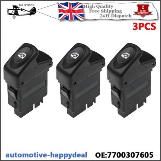 3 X Electric Door Window Mirror Switch For Renault Kangoo Megane MK1 Clio