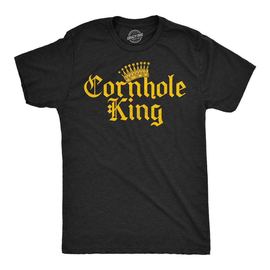 Mens Funny T Shirts Cornhole King Sarcastic Lawn Game Graphic Novelty Tee For