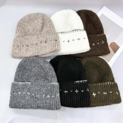 25 Early Autumn New Seam Edge Contrasting Wool Hat Women's New Versatile Cold Hat Knitted Sleeve