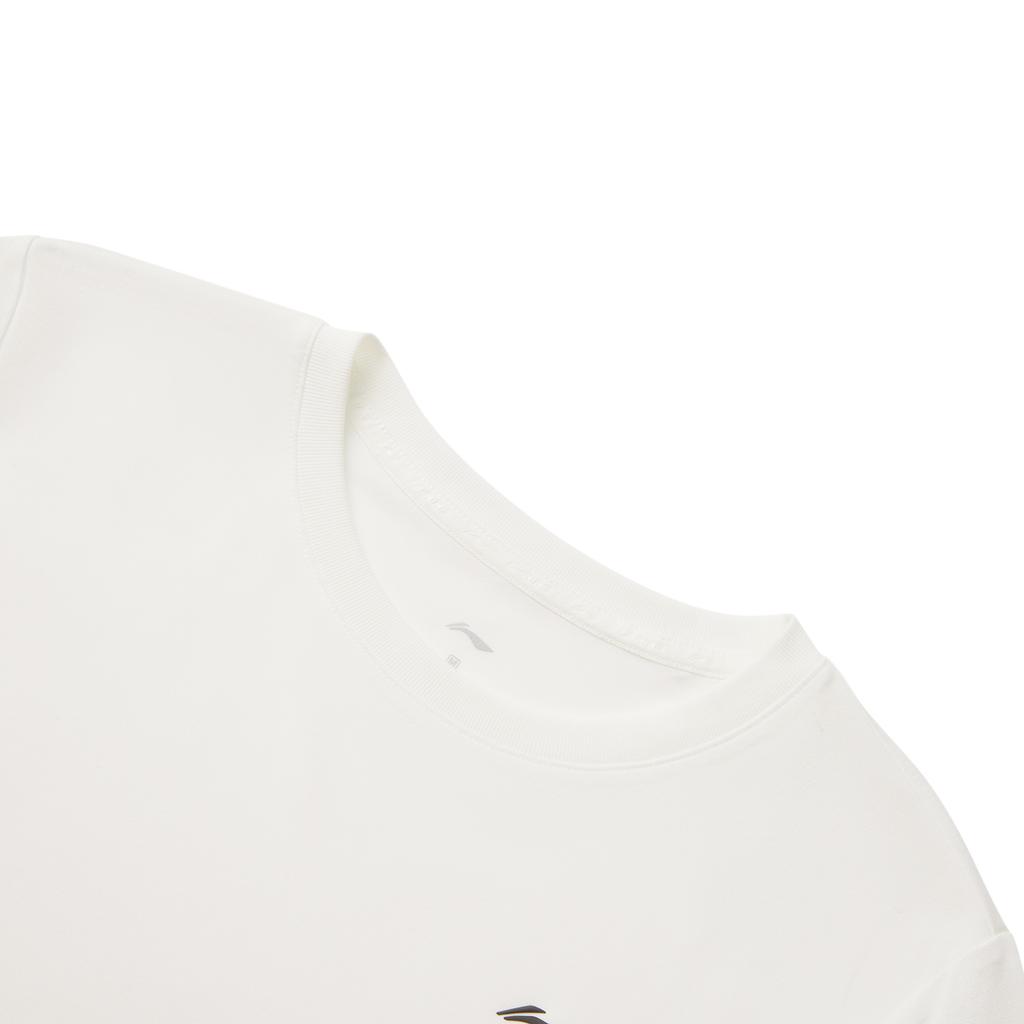 Li-Ning Comfortable Versatile Simple Solid Color Round Neck Short Sleeve T-Shirt Women Tops Off-White ATSV044-2