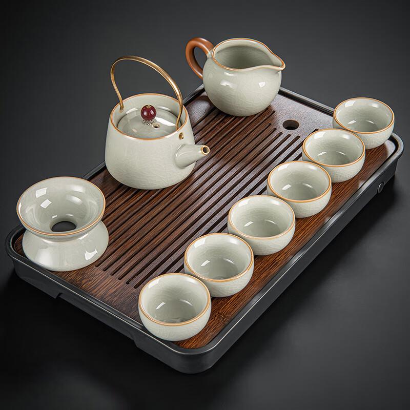 Lainuo Beige Ru Kiln Tea Set with Tea Tray