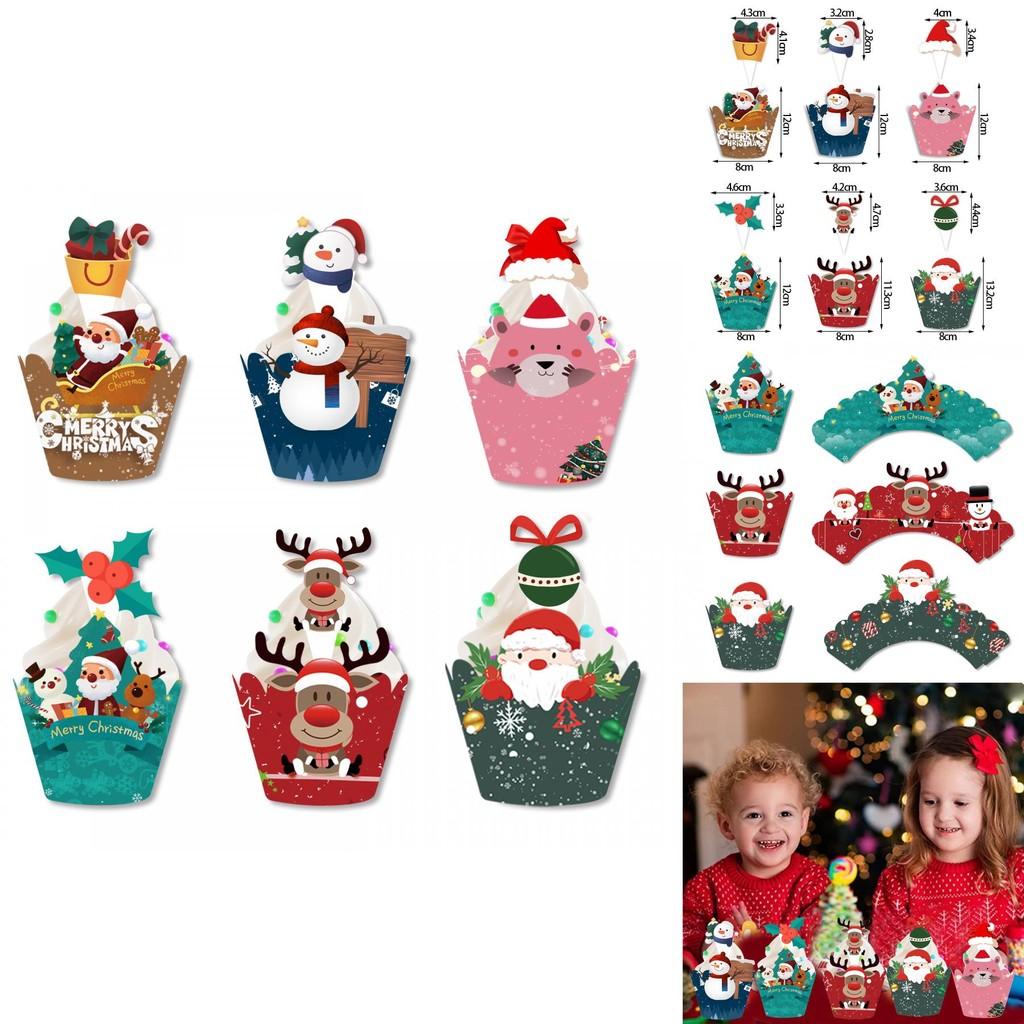 Weihnachtskuchen-Verzierungen Papierfähnchen und Einsteckkarten für saisonale Veranstaltungen