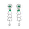 Stunning Estele Rhodium Plated CZ Green Stone Drop Earrings For Women