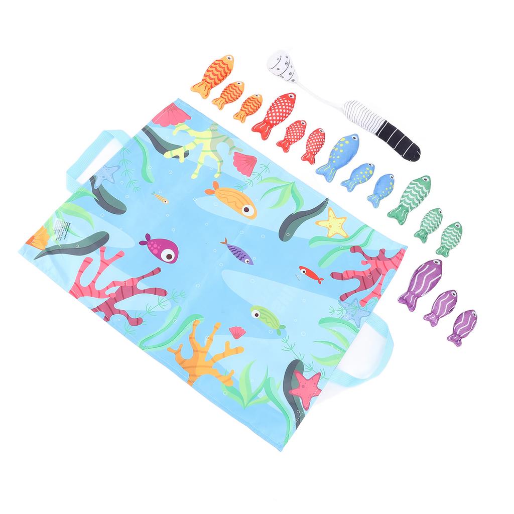 Cloth Fishing Game Hook and Loop Educational Color Matching Soft Fabric Fishing Toys for Toddlers