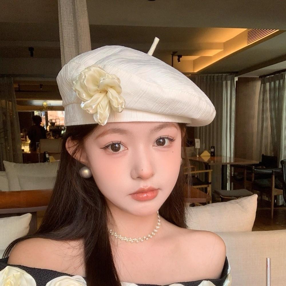French Style Painter Hat Versatile Artist Cap Breathable Flower Beret  Holiday