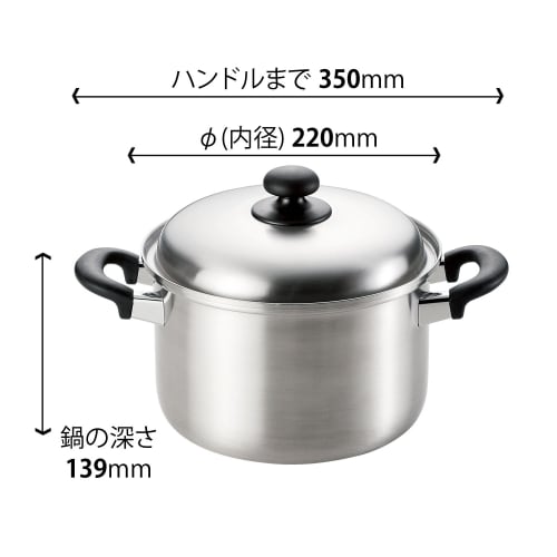 Wahei Freiz Pasta Pot, 22cm, Tsubamesan, IH Compatible, Triple-Layer Steel, EM-8126
