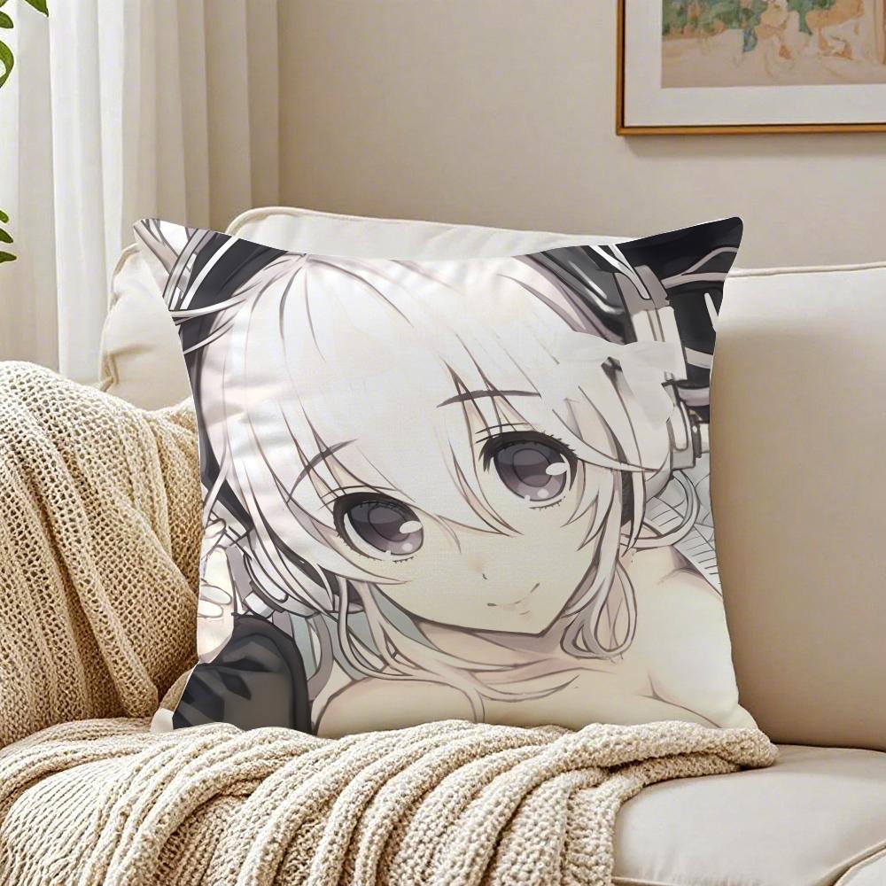 game character idol SSuper SSonico Cushion Cover Pillowcase Antidustmite living Room Sofa Decor Cushion Room