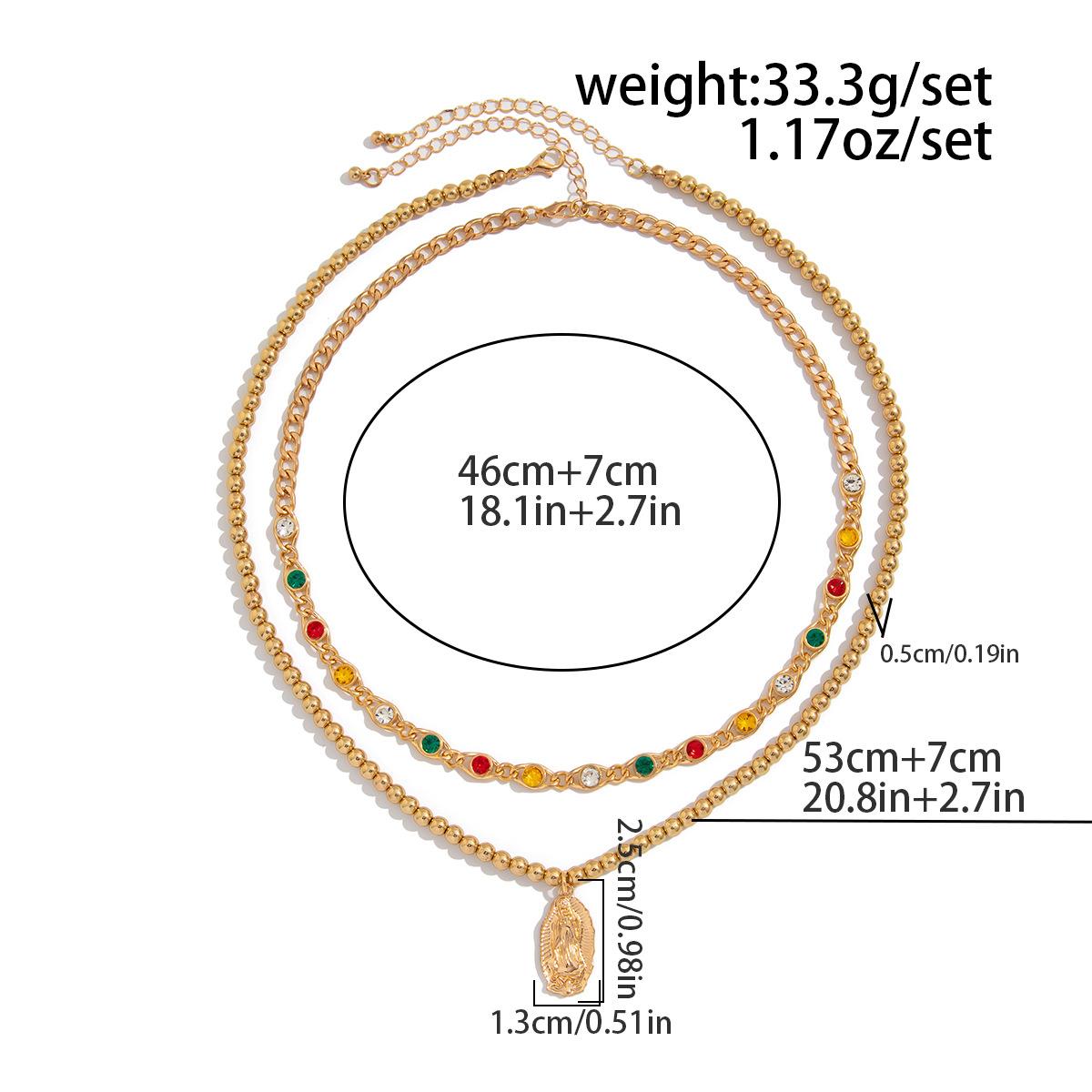 European American Hip-Hop Alloy Versatile Bead Necklace Men Stylish Unique Madonna Pendant Collarbone Chain Cross-Border