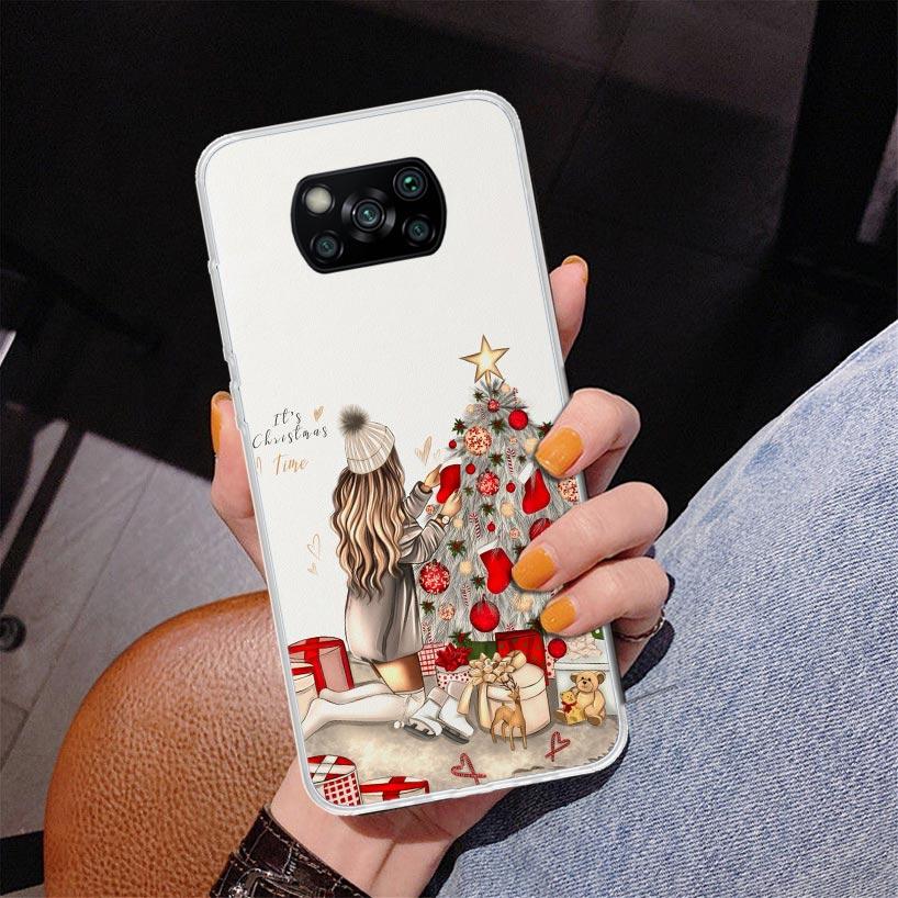 Christmas Girls Tree Gift Phone Case For Xiaomi Poco X7 X6 X5 Pro F7 Ultra Redmi 15C 15 13C 13 12C 12 10 10A 10C 9 9A 9C 9T Cove