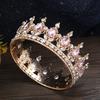 2024 New Baroque Round Wedding Crown Bridal Pageant Rhinestone Crystal Tiaras Crown Molding Headpieces For Queens And King