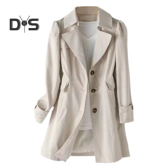 

Женское осенне-весеннее пальто, приталенное, однобортное, однотонное, с отложным воротником, карманами, средней длины, в корейском стиле, верхняя куртка для отдыха на природе XL бежевый
