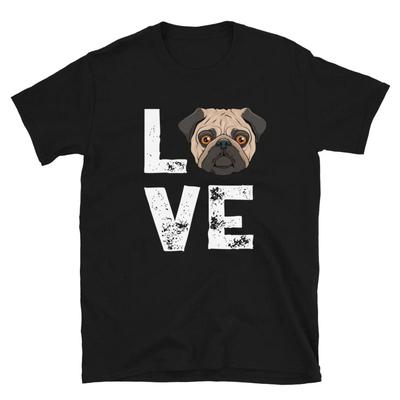 Cute Love Pug T Shirt Funny Pugs Puppy Dog Lover For Pet Owner Trainer Dad Casual Vintage Washed Graphic Versatile Soft Unisex