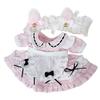 Niannyyhouse 20cm Plüschpuppenkleidung, Baumwollpuppenkleidungsset (Stirnband, Kleid, Schürze, 3-teiliges Set) mit Katzenohren, Dienstmädchen-Rock und Baby-Doll-Kleidung