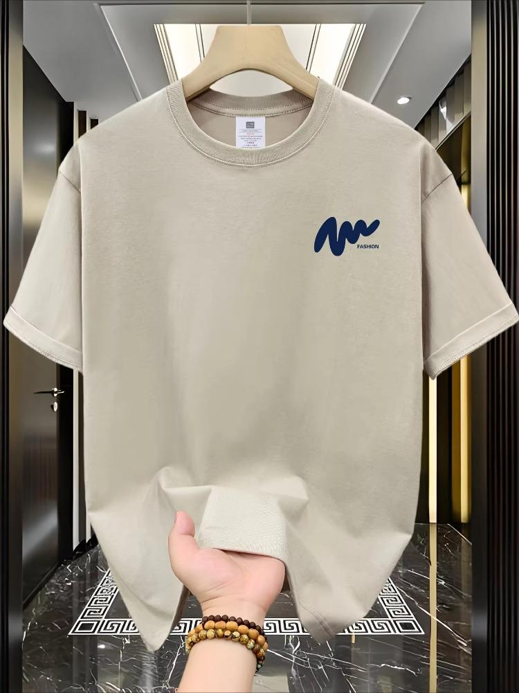 

Men s Summer Pure Cotton Casual Loose Fashion Simple Letter Pattern Printed Comfortable Round Neck Short Sleeved T-shirt Top 5XL