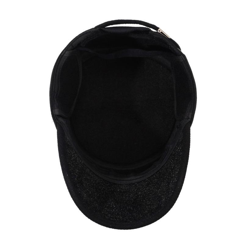 Middle-Aged Men's Hat Winter Warm Ear Protection Cotton Hat Thick Wool Flat Top Hat Outdoor Sports Hat