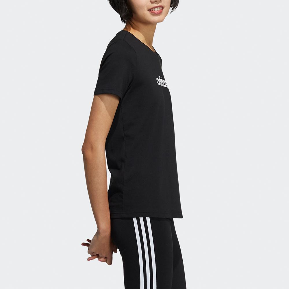 Adidas Neo Logo Sport Round Neck Short Sleeve T-Shirt Women Tops Black GS5177