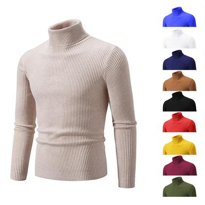 Men's Retro Solid Color Slim Turtleneck Sweater - Versatile Inner or Outer Wear, Thin Knit Design