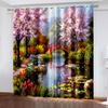 Ready-made Natural Senery Forest Sunset Thin Window Curtains For Kids Bedroom Living Room Bathroom Kicthen Door Hall Home2Pieces