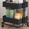 3 Tier Rolling Cart Minimalist Style Sturdy Carbon Steel Mobile Utility Cart for Kitchen Bathroom Living Room Bedroom