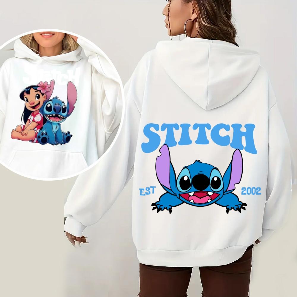 Stitch Women's Hoodie Sweatshirt Autumn Winter Warm Pullover Cute Cartoon Print Fashion Streetwear Outdoor Activities
