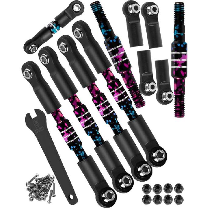 Aluminum Turnbuckles Camber Links Upgrades Part for 1/10 Slash/Stampede/Rustler/Bandit 4x4 VXL,Alloy Turnbuckles Camber Links Hops Up,Titanium