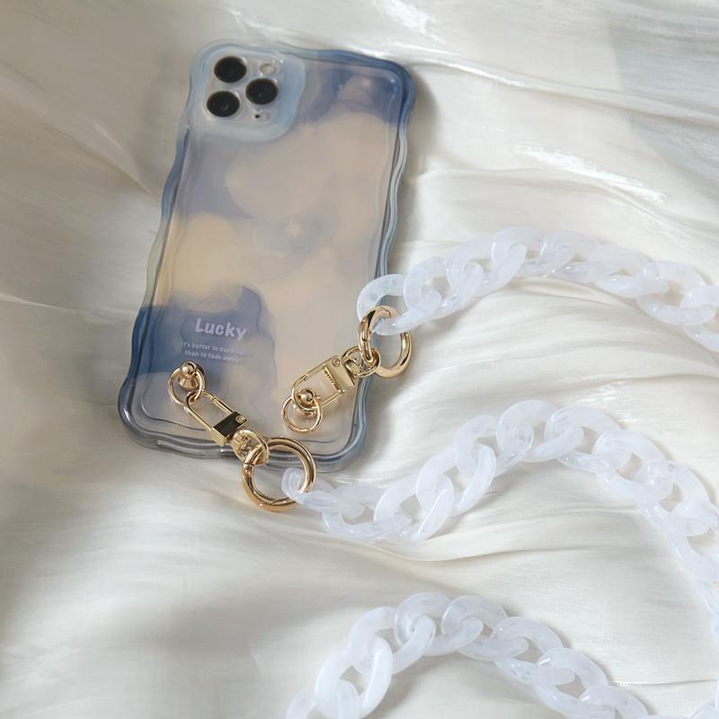 New Phone Accessory Detachable Parts Chain White Crossbody Resin Luxury Strap Amber Phone Case Chains Acrylic Shoulder Hanging Chain