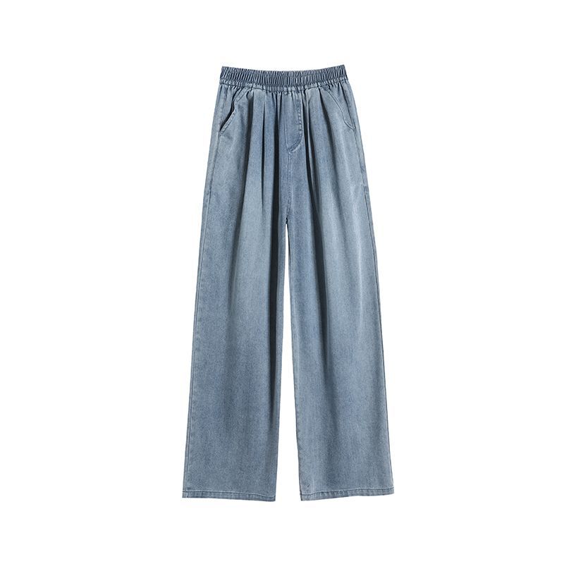 Sommer Elastischer Bund Dünne Tencel Entspannte Gerade Weite Beine Schüler Teenager Jeanshose Für Mädchen Lässige Hose Übergroße Jeanshose
