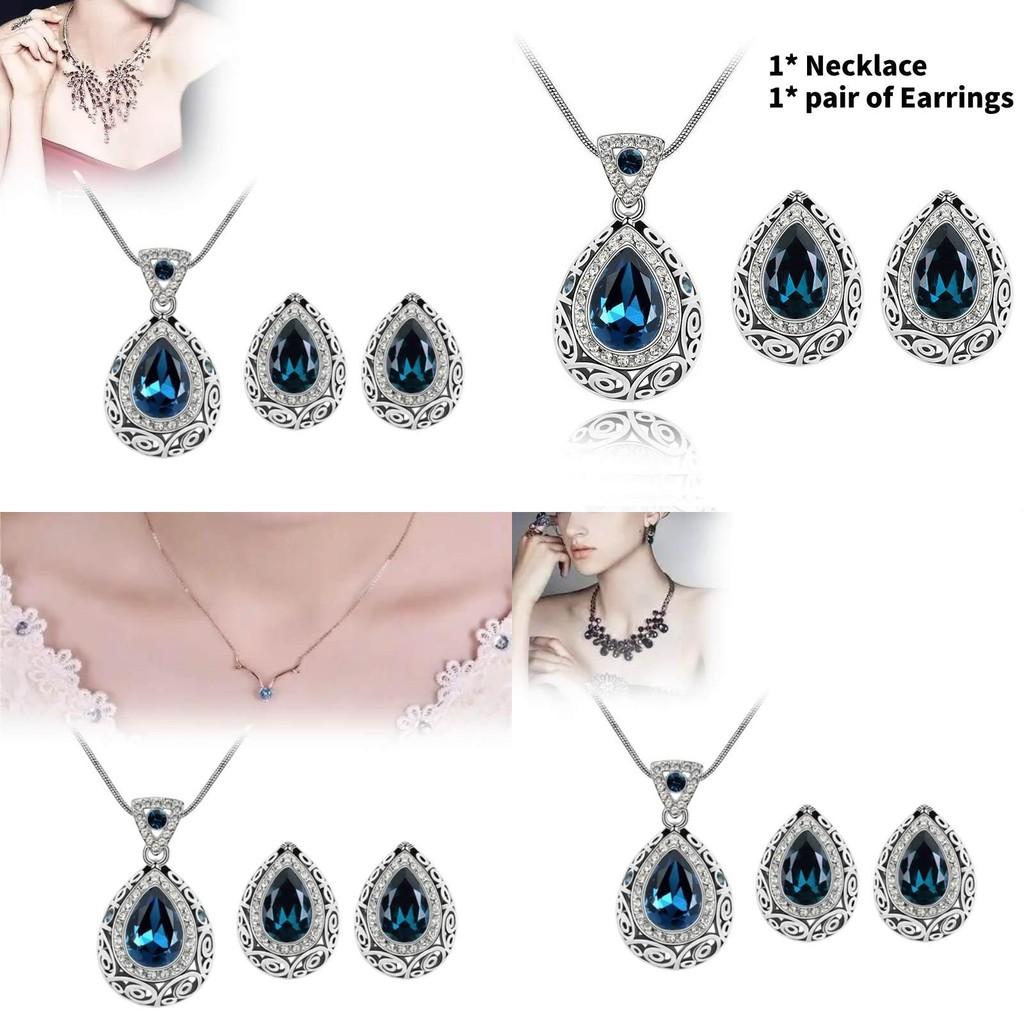 Multicolor Crystal Earring Necklace Pack With Alloy Material For Trendy Women