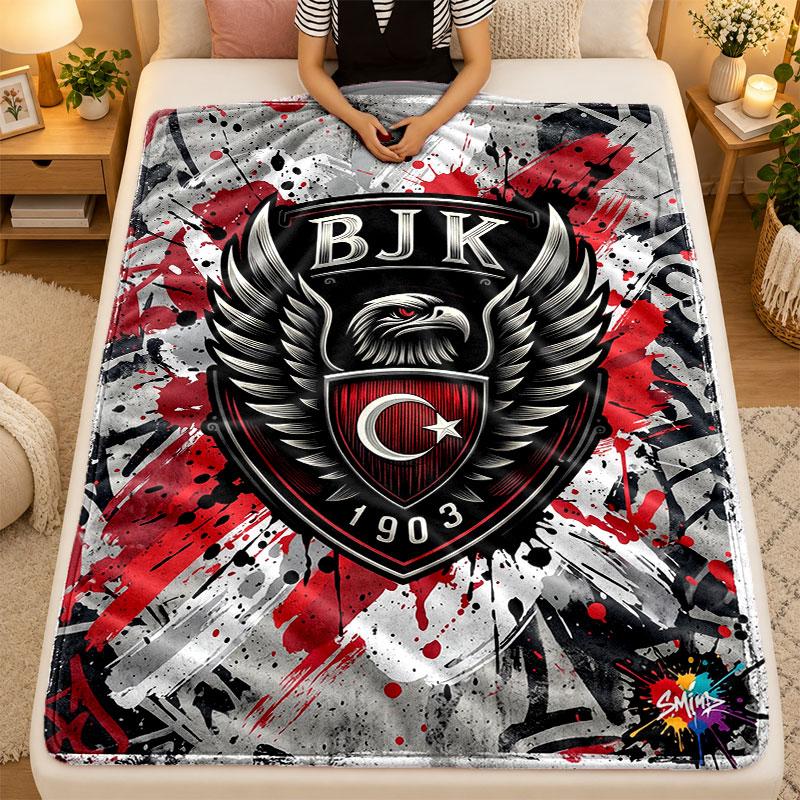 Flannel BlanketBeşiktaş FC Warm Soft Throw Blanket for Indoor Sofa Bed Living Room Use