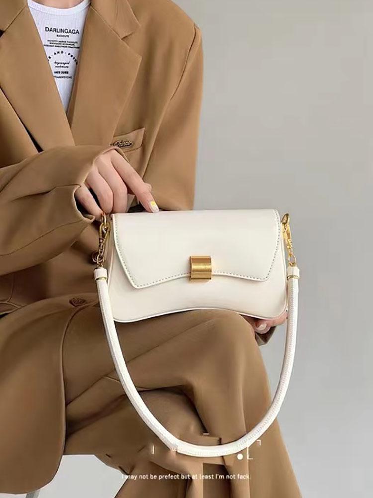 Women's Black Bags 2024 New Fashion Commuter Versatile One Shoulder Crossbody Bag Texture Simple Solid Female Underarm Pack